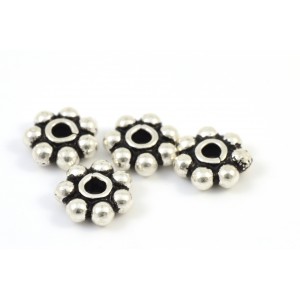 ANTIQUE STERLING SILVER .925 BALI BEAD DAISY 6MM 